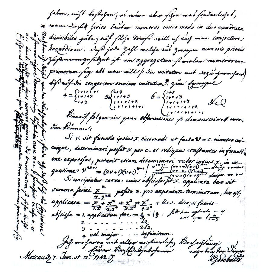 List Christiana Goldbacha do Leonharda Eulera